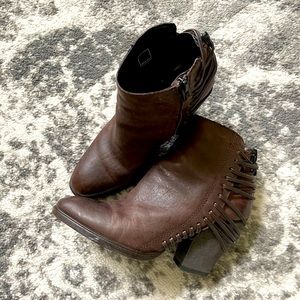 Brown leather booties